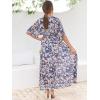 imageANRABESS Womens 12 Sleeve Beach Wedding Guest Maxi Dresses 2025 Fall Wrap V Neck Boho Floral Flowy Slit Long Summer DressesFloral Blue White