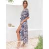 imageANRABESS Womens 12 Sleeve Beach Wedding Guest Maxi Dresses 2025 Fall Wrap V Neck Boho Floral Flowy Slit Long Summer DressesFloral Blue White