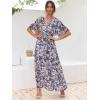 imageANRABESS Womens 12 Sleeve Beach Wedding Guest Maxi Dresses 2025 Fall Wrap V Neck Boho Floral Flowy Slit Long Summer DressesFloral Blue White