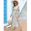 imageANRABESS Womens 12 Sleeve Beach Wedding Guest Maxi Dresses 2025 Fall Wrap V Neck Boho Floral Flowy Slit Long Summer DressesFloral Blue Yellow
