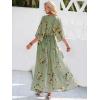 imageANRABESS Womens 12 Sleeve Beach Wedding Guest Maxi Dresses 2025 Fall Wrap V Neck Boho Floral Flowy Slit Long Summer DressesFloral Green