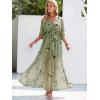 imageANRABESS Womens 12 Sleeve Beach Wedding Guest Maxi Dresses 2025 Fall Wrap V Neck Boho Floral Flowy Slit Long Summer DressesFloral Green
