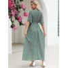 imageANRABESS Womens 12 Sleeve Beach Wedding Guest Maxi Dresses 2025 Fall Wrap V Neck Boho Floral Flowy Slit Long Summer DressesFloral Green Pink