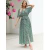 imageANRABESS Womens 12 Sleeve Beach Wedding Guest Maxi Dresses 2025 Fall Wrap V Neck Boho Floral Flowy Slit Long Summer DressesFloral Green Pink