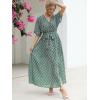 imageANRABESS Womens 12 Sleeve Beach Wedding Guest Maxi Dresses 2025 Fall Wrap V Neck Boho Floral Flowy Slit Long Summer DressesFloral Green Pink