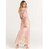 imageANRABESS Womens 12 Sleeve Beach Wedding Guest Maxi Dresses 2025 Fall Wrap V Neck Boho Floral Flowy Slit Long Summer DressesFloral Pink