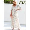 imageANRABESS Womens 12 Sleeve Beach Wedding Guest Maxi Dresses 2025 Fall Wrap V Neck Boho Floral Flowy Slit Long Summer DressesFloral Pink Blue