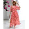 imageANRABESS Womens 12 Sleeve Beach Wedding Guest Maxi Dresses 2025 Fall Wrap V Neck Boho Floral Flowy Slit Long Summer DressesFloral Red