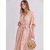 imageANRABESS Womens 12 Sleeve Beach Wedding Guest Maxi Dresses 2025 Fall Wrap V Neck Boho Floral Flowy Slit Long Summer DressesFloral Rose Gold