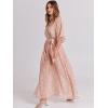 imageANRABESS Womens 12 Sleeve Beach Wedding Guest Maxi Dresses 2025 Fall Wrap V Neck Boho Floral Flowy Slit Long Summer DressesFloral Rose Gold
