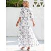 imageANRABESS Womens 12 Sleeve Beach Wedding Guest Maxi Dresses 2025 Fall Wrap V Neck Boho Floral Flowy Slit Long Summer DressesFloral White Teal