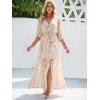 imageANRABESS Womens 12 Sleeve Beach Wedding Guest Maxi Dresses 2025 Fall Wrap V Neck Boho Floral Flowy Slit Long Summer DressesFloral Yellow White