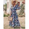 imageANRABESS Womens 12 Sleeve Beach Wedding Guest Maxi Dresses 2025 Fall Wrap V Neck Boho Floral Flowy Slit Long Summer DressesNavy Flor