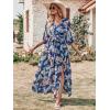 imageANRABESS Womens 12 Sleeve Beach Wedding Guest Maxi Dresses 2025 Fall Wrap V Neck Boho Floral Flowy Slit Long Summer DressesNavy Flor