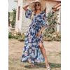 imageANRABESS Womens 12 Sleeve Beach Wedding Guest Maxi Dresses 2025 Fall Wrap V Neck Boho Floral Flowy Slit Long Summer DressesNavy Flor