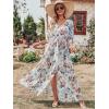 imageANRABESS Womens 12 Sleeve Beach Wedding Guest Maxi Dresses 2025 Fall Wrap V Neck Boho Floral Flowy Slit Long Summer DressesWhite Flor