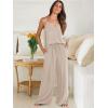 imageANRABESS Womens 2 Piece Linen Lounge Set Casual Matching Pants Jumpsuit Summer Beach Travel Vacation Trendy Outfits Apricot Small