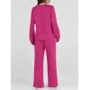 imageANRABESS Womens 2 Piece Lounge Sets Casual Travel Outfits Wide Leg Tracksuit Sweatsuits Matching Set 2025 Fall ClothesRose Red