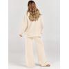 imageANRABESS Womens 2 Piece Outfits Fall Lounge Set 2025 Oversized Chunky Knit Sweater Top Wide Leg Pants Loungewear ClothesAprticot