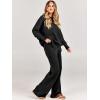 imageANRABESS Womens 2 Piece Outfits Fall Lounge Set 2025 Oversized Chunky Knit Sweater Top Wide Leg Pants Loungewear ClothesBlack