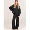 imageANRABESS Womens 2 Piece Outfits Fall Lounge Set 2025 Oversized Chunky Knit Sweater Top Wide Leg Pants Loungewear ClothesBlack
