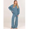 imageANRABESS Womens 2 Piece Outfits Fall Lounge Set 2025 Oversized Chunky Knit Sweater Top Wide Leg Pants Loungewear ClothesBlue