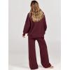 imageANRABESS Womens 2 Piece Outfits Fall Lounge Set 2025 Oversized Chunky Knit Sweater Top Wide Leg Pants Loungewear ClothesBurgundy