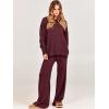 imageANRABESS Womens 2 Piece Outfits Fall Lounge Set 2025 Oversized Chunky Knit Sweater Top Wide Leg Pants Loungewear ClothesBurgundy
