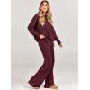 imageANRABESS Womens 2 Piece Outfits Fall Lounge Set 2025 Oversized Chunky Knit Sweater Top Wide Leg Pants Loungewear ClothesBurgundy