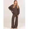 imageANRABESS Womens 2 Piece Outfits Fall Lounge Set 2025 Oversized Chunky Knit Sweater Top Wide Leg Pants Loungewear ClothesCoffee
