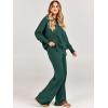 imageANRABESS Womens 2 Piece Outfits Fall Lounge Set 2025 Oversized Chunky Knit Sweater Top Wide Leg Pants Loungewear ClothesDark Green