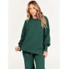 imageANRABESS Womens 2 Piece Outfits Fall Lounge Set 2025 Oversized Chunky Knit Sweater Top Wide Leg Pants Loungewear ClothesDark Green