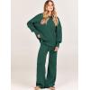 imageANRABESS Womens 2 Piece Outfits Fall Lounge Set 2025 Oversized Chunky Knit Sweater Top Wide Leg Pants Loungewear ClothesDark Green