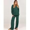 imageANRABESS Womens 2 Piece Outfits Fall Lounge Set 2025 Oversized Chunky Knit Sweater Top Wide Leg Pants Loungewear ClothesDark Green