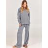 imageANRABESS Womens 2 Piece Outfits Fall Lounge Set 2025 Oversized Chunky Knit Sweater Top Wide Leg Pants Loungewear ClothesDark Grey