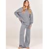 imageANRABESS Womens 2 Piece Outfits Fall Lounge Set 2025 Oversized Chunky Knit Sweater Top Wide Leg Pants Loungewear ClothesDark Grey