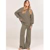imageANRABESS Womens 2 Piece Outfits Fall Lounge Set 2025 Oversized Chunky Knit Sweater Top Wide Leg Pants Loungewear ClothesDeep Apricot