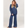 imageANRABESS Womens 2 Piece Outfits Fall Lounge Set 2025 Oversized Chunky Knit Sweater Top Wide Leg Pants Loungewear ClothesDusty Blue