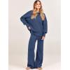 imageANRABESS Womens 2 Piece Outfits Fall Lounge Set 2025 Oversized Chunky Knit Sweater Top Wide Leg Pants Loungewear ClothesDusty Blue