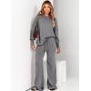 imageANRABESS Womens 2 Piece Outfits Fall Lounge Set 2025 Oversized Chunky Knit Sweater Top Wide Leg Pants Loungewear ClothesGray