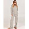 imageANRABESS Womens 2 Piece Outfits Fall Lounge Set 2025 Oversized Chunky Knit Sweater Top Wide Leg Pants Loungewear ClothesLight Grey