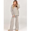 imageANRABESS Womens 2 Piece Outfits Fall Lounge Set 2025 Oversized Chunky Knit Sweater Top Wide Leg Pants Loungewear ClothesLight Grey