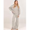 imageANRABESS Womens 2 Piece Outfits Fall Lounge Set 2025 Oversized Chunky Knit Sweater Top Wide Leg Pants Loungewear ClothesLight Grey