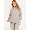 imageANRABESS Womens 2 Piece Outfits Fall Lounge Set 2025 Oversized Chunky Knit Sweater Top Wide Leg Pants Loungewear ClothesLight Grey