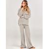 imageANRABESS Womens 2 Piece Outfits Fall Lounge Set 2025 Oversized Chunky Knit Sweater Top Wide Leg Pants Loungewear ClothesLight Grey
