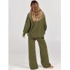 imageANRABESS Womens 2 Piece Outfits Fall Lounge Set 2025 Oversized Chunky Knit Sweater Top Wide Leg Pants Loungewear ClothesOlive