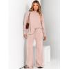 imageANRABESS Womens 2 Piece Outfits Fall Lounge Set 2025 Oversized Chunky Knit Sweater Top Wide Leg Pants Loungewear ClothesPink