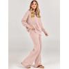 imageANRABESS Womens 2 Piece Outfits Fall Lounge Set 2025 Oversized Chunky Knit Sweater Top Wide Leg Pants Loungewear ClothesPink