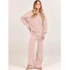 imageANRABESS Womens 2 Piece Outfits Fall Lounge Set 2025 Oversized Chunky Knit Sweater Top Wide Leg Pants Loungewear ClothesPink
