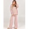 imageANRABESS Womens 2 Piece Outfits Fall Lounge Set 2025 Oversized Chunky Knit Sweater Top Wide Leg Pants Loungewear ClothesPink